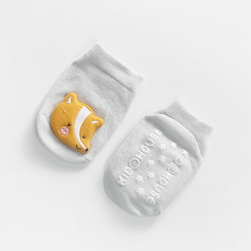 Chaussettes antidérapantes en coton doux pour bébés filles et garçons, chaussettes de sol pour nouveau-né, motif Animal de dessin animé
