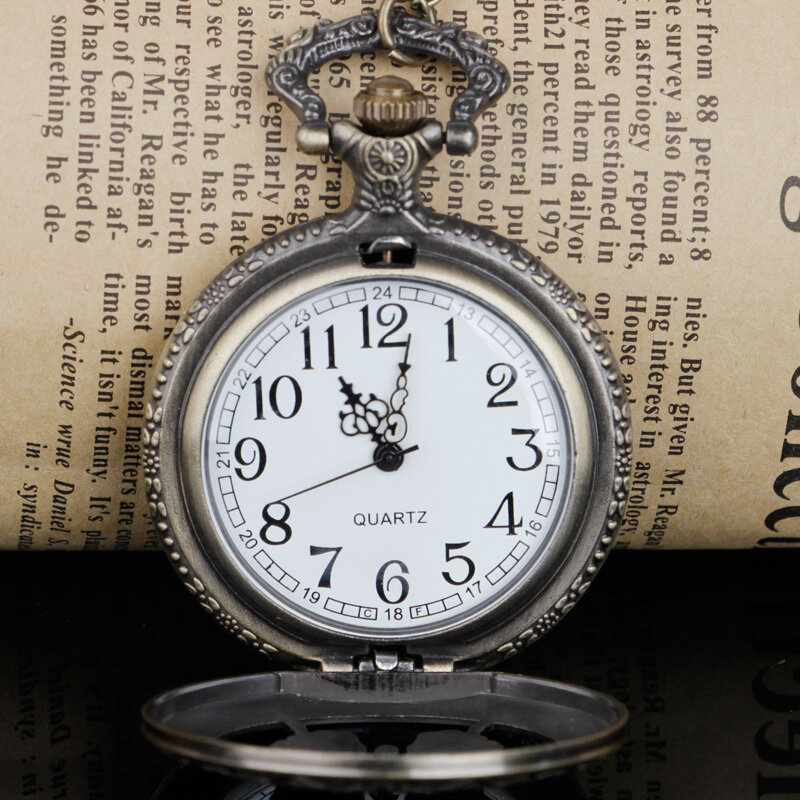 빈티지 레트로 브론즈 쿼츠 포켓 시계, 나비 조각, 포켓 및 시계, 남녀공용 선물