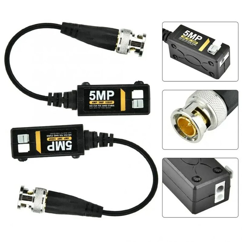 Transmisor de alta definición de 5MP, Balun de vídeo trenzado pasivo para cámaras HD AHD CVI TVI empalmadas de 5,0 megapíxeles, 5 par/lote