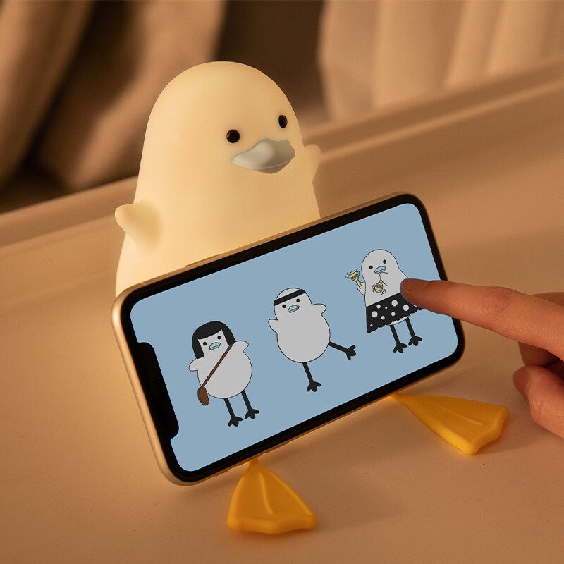 USB Rechargeable Bedside Night Light Duck Silicone Children's Night Lamp Bedroom Decor Kids Christmas Gift Phone Live Support