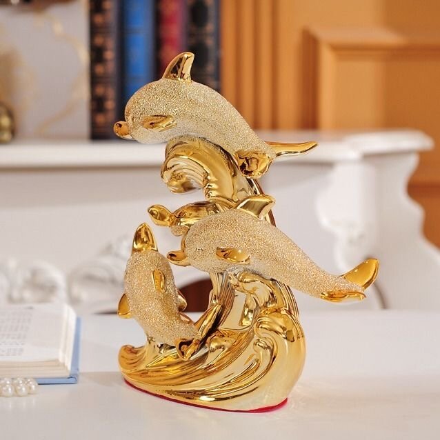 Europejskie wesele zdobione rzemiosło ceramiczne kreatywny pokój akcesoria do dekoracji wnętrz rękodzieło złote delfiny dekoracje koni