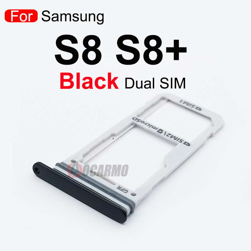 Aocarmo do Samsung Galaxy S8 SM-G9500 G950F S8 Plus SM-G955 S8 + pojedynczy/podwójny metalowy plastikowy uchwyt na kartę Nano Sim