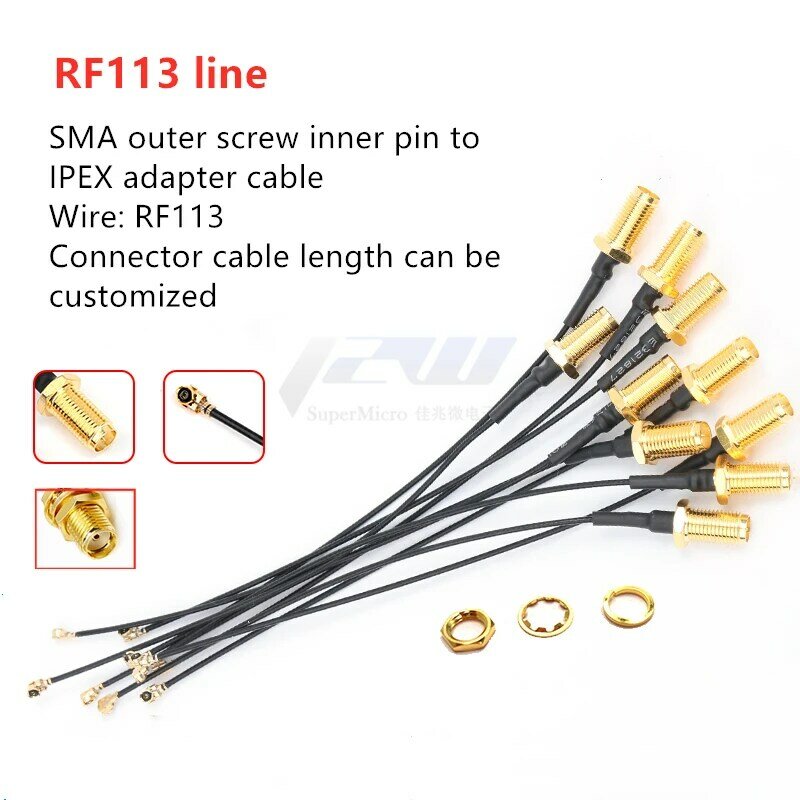 Cable conector hembra SMA a UFL/ u.FL/ IPX/IPEX, conjunto de adaptador coaxial RF, 1,13 MM, RP-SMA-KY, 5 unidades por lote