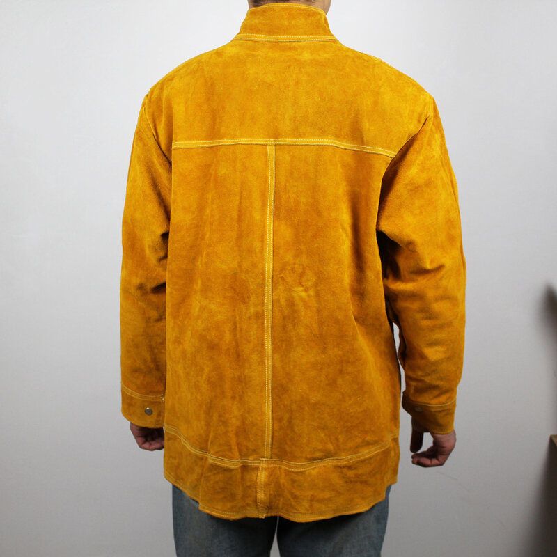 Jaqueta de soldagem de couro masculino, casaco protetor, pano macio, confortável, macacão