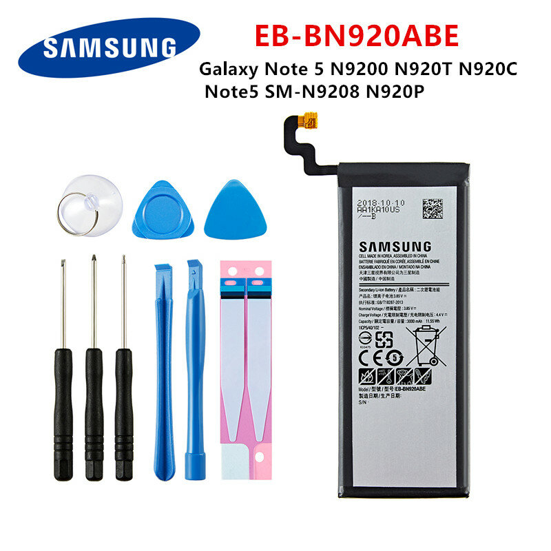 Samsung original bateria EB-BN920ABE mah, bateria para samsung galaxy note 5 n9200 n920t n920c n920p note5 3000 telefone celular + ferramentas,