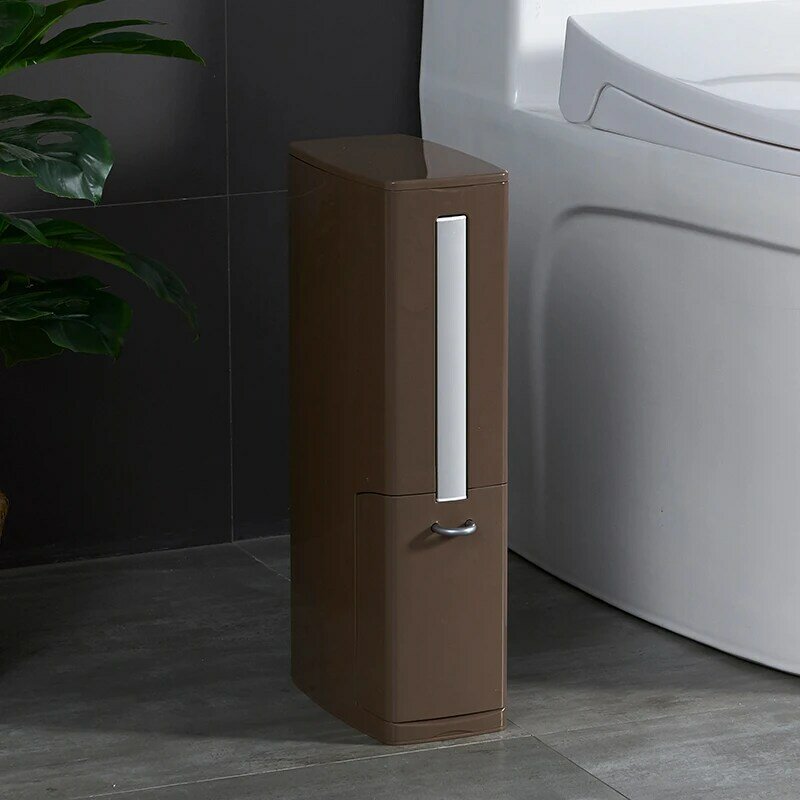 GOALONE 6L Narrow Trash Can with Toilet Brush 3 in 1 Bathroom Dustbin Waste Bin Garbage Bag Holder Kitchen Storage Accessories
