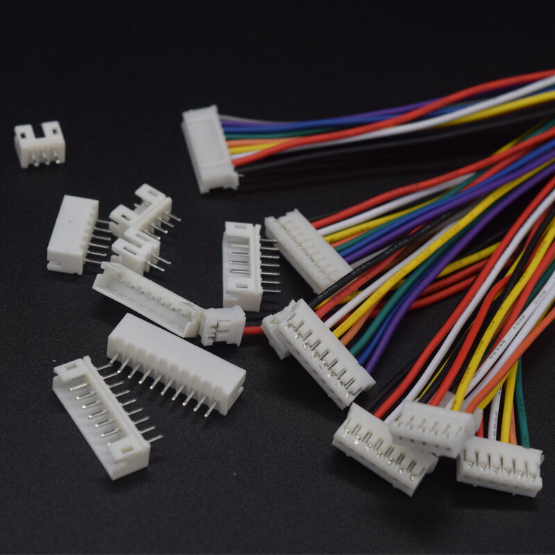 10 conjuntos mini micro jst 2.0 ph macho fêmea conector 2/3/4/5/6/7/8/9/10-pino plug com fios terminais cabos soquete 200mm 26awg