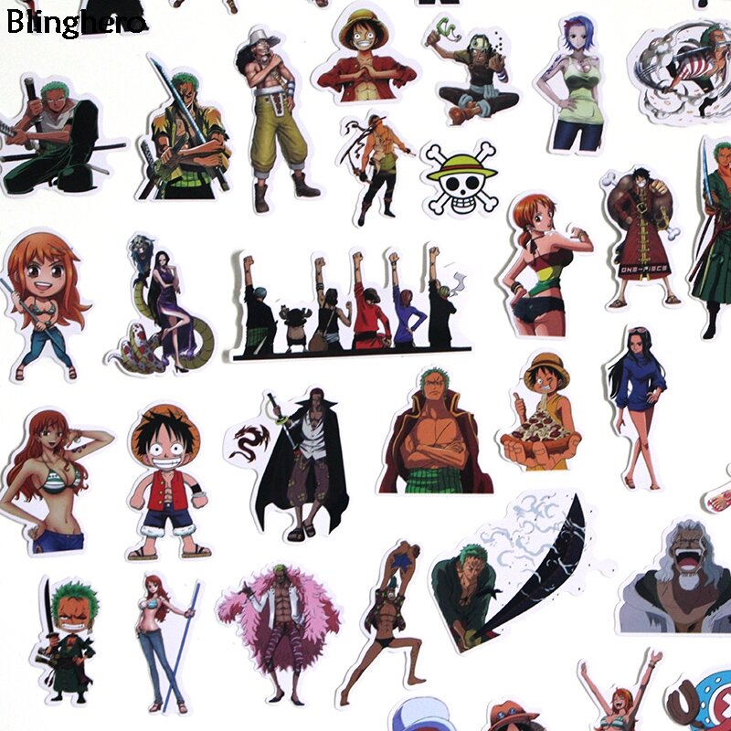 20sets/lot Blinghero One Piece 50Pcs/set Cool Anime Stickers Scrapbooking Stickers Luggage Car Stickers Album Decals BH0128
