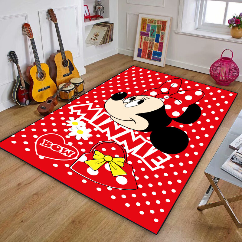 Alfombra con estampado de Mickey y Minnie para el hogar, tapete de 80x160cm con diseño impreso de Mickey y Minnie para puerta de dormitorio, cocina y sala de estar