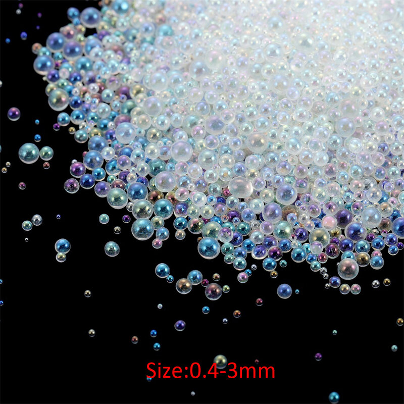 10/20G 0.4-3Mm Manik-manik Bola Gelembung Mini Manik Kaca Kecil Pengisian Resin untuk Cetakan Silikon Resin UV Pengisi Epoksi DIY Dekorasi Seni Kuku