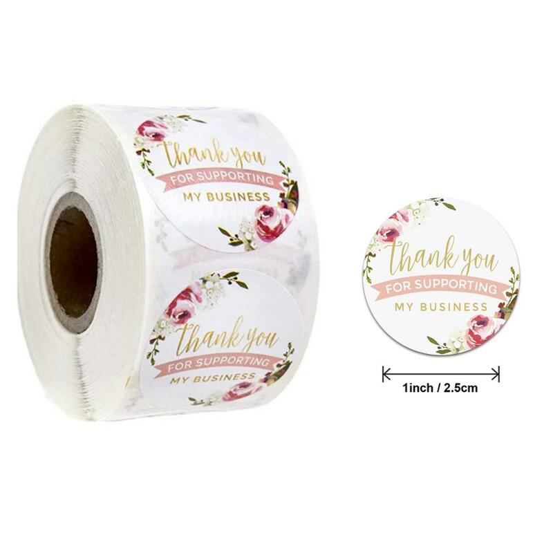 500 pçs etiquetas rolo flor obrigado você adesivos scrapbooking para decoração de presente papelaria etiqueta selo etiqueta artesanal adesivo