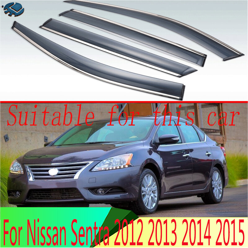 Voor Nissan Sentra 2012 2013 2014 2015 Plastic Buitenkant Vizier Vent Shades Window Zon Regen Guard Deflector