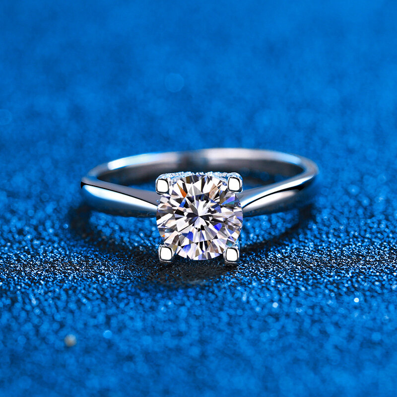 100% real moissanite casamento banda wh canal definir diamante promessa anéis anel de noivado feminino prata esterlina jóias de casamento