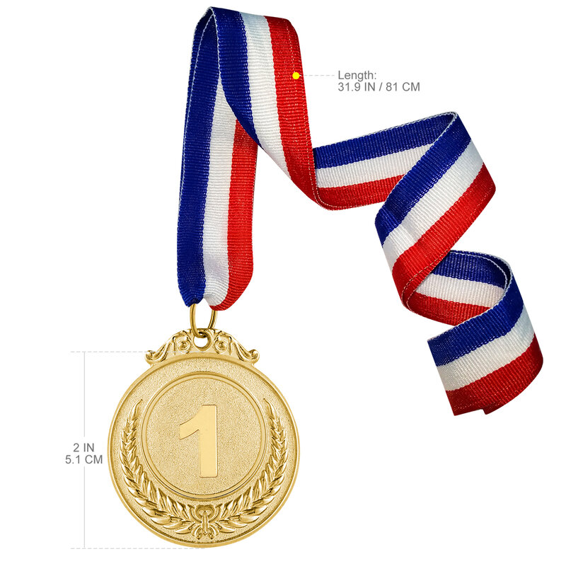 Medallas de Metal con cinta para el cuello, medallas deportivas, premios universitarios, cualquier juego de competición, estilo dorado, plateado y bronce, 3 unidades