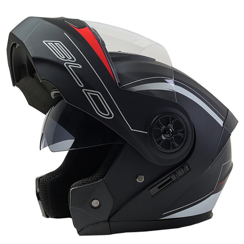 BLD-Casco de seguridad Modular con doble lente para motocicleta, protección abatible hacia arriba, profesional, para carreras de Motocross, de cara completa, casco moto DOT casco de moto para