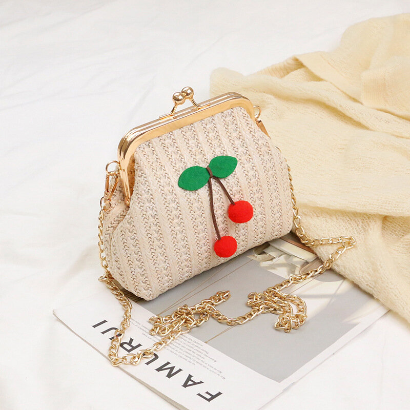 Женская сумка, летняя пляжная сумка-мессенджер с цепочкой, однотонная плетеная Сумка через плечо, милая сумка на плечо для девочек, 2019