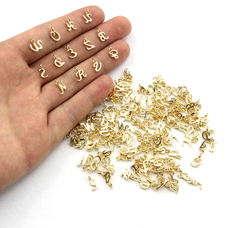52pcs Random Mixed Shape Ancient Letters Charms Gold 26 Letter Pendants For DIY Necklace Keychain Jewelry Gifts Making Tools