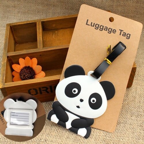 Etiquetas de silicona de oso Panda para equipaje, soporte para identificación de maleta, etiqueta portátil, accesorios de viaje de alta calidad