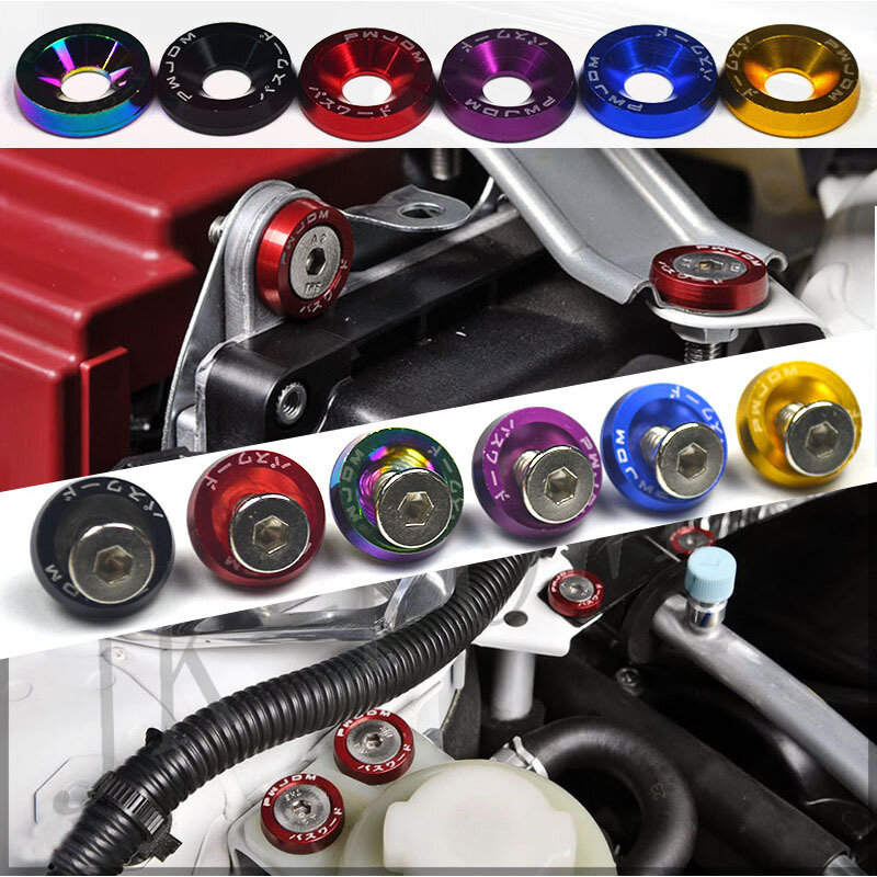 Universal 10PCS M6 Car Styling Modification JDM Sticker Stickers Password Fender Washer License Plate Bolts Auto Accessories