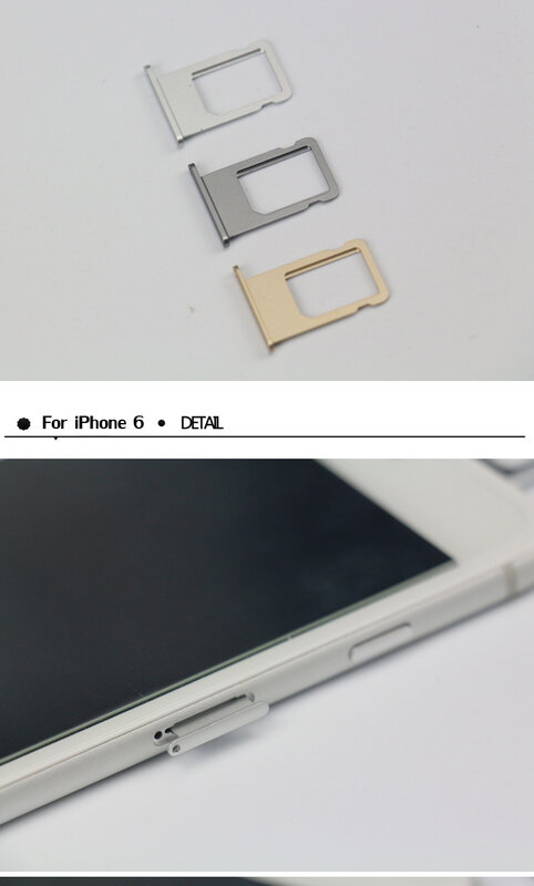 For iPhone 6 Sim Card Tray Micro SD Holder Slot Sim Card Tray for iPhone 6 Plus with free Open Eject Pin Key