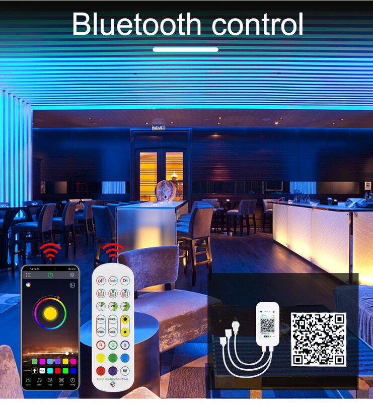 Tira de luces LED inteligente para decoración de habitación, tira de neón Flexible RGB de 12V, regulable, Wifi, Bluetooth, Control remoto IR, Alexa, Tuya