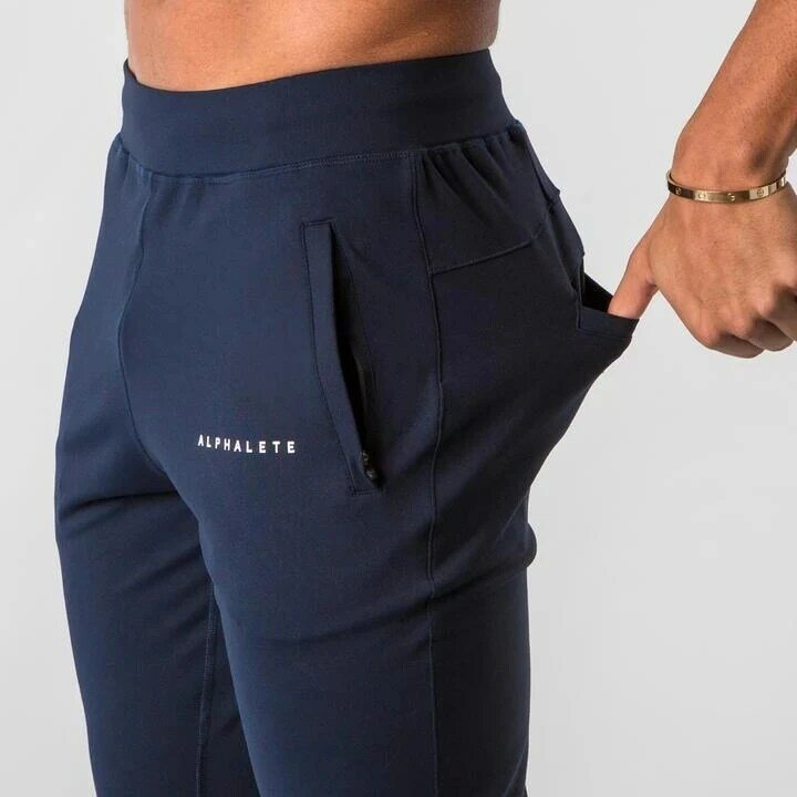 ALFALETE-Moletom Jogger marca masculina, calça de ginástica, calça de algodão fitness, calça masculina skinny, moda casual, novo estilo