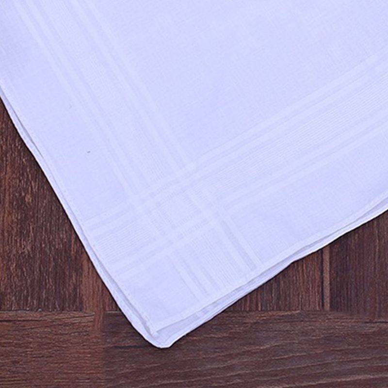 Mouchoir de poche en coton, 40x40cm, 12 pièces, pour hommes et femmes, blanc pur, classique, à rayures, Jacquard, carré