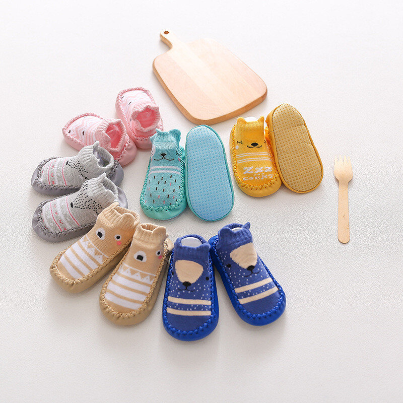 Chaussettes avec l'offre elles en caoutchouc coordonnantes pour bébé fille ou garçon, chaussures souples pour nouveau-né, collection printemps-automne