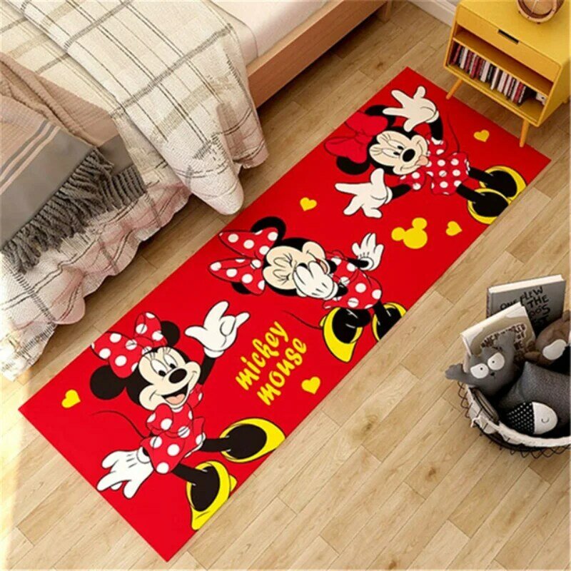 Felpudo rojo de Mickey para niños, alfombra antideslizante para cocina, inodoro, puerta de porche, 160x60cm