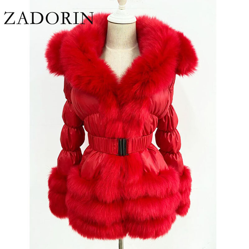 Zonorin 2024 mantel musim dingin wanita, jaket bulu palsu hitam Puffer dengan lengan dan tudung dapat dilepas, mantel musim dingin wanita