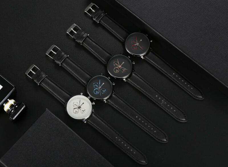New Relogio Masculino Watches Men Business Sport Stainless Steel Case Leather Band Watch Quartz Geneva Wristwatch Reloj Hombre