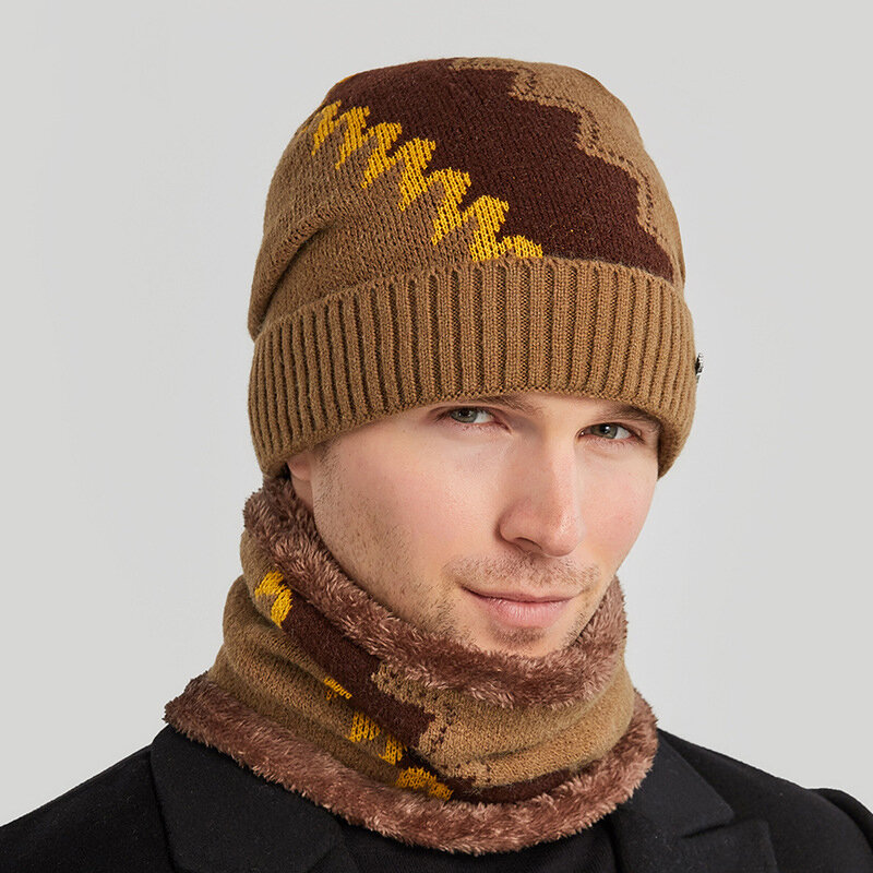 Fashion Beanie czapki z dzianiny kapelusz dla mężczyzn czapka zimowa chłopcy szalik ocieplający na szyję kapelusz zestawy mężczyzna odkryty wiatroszczelna Bonnet Casual Gorro