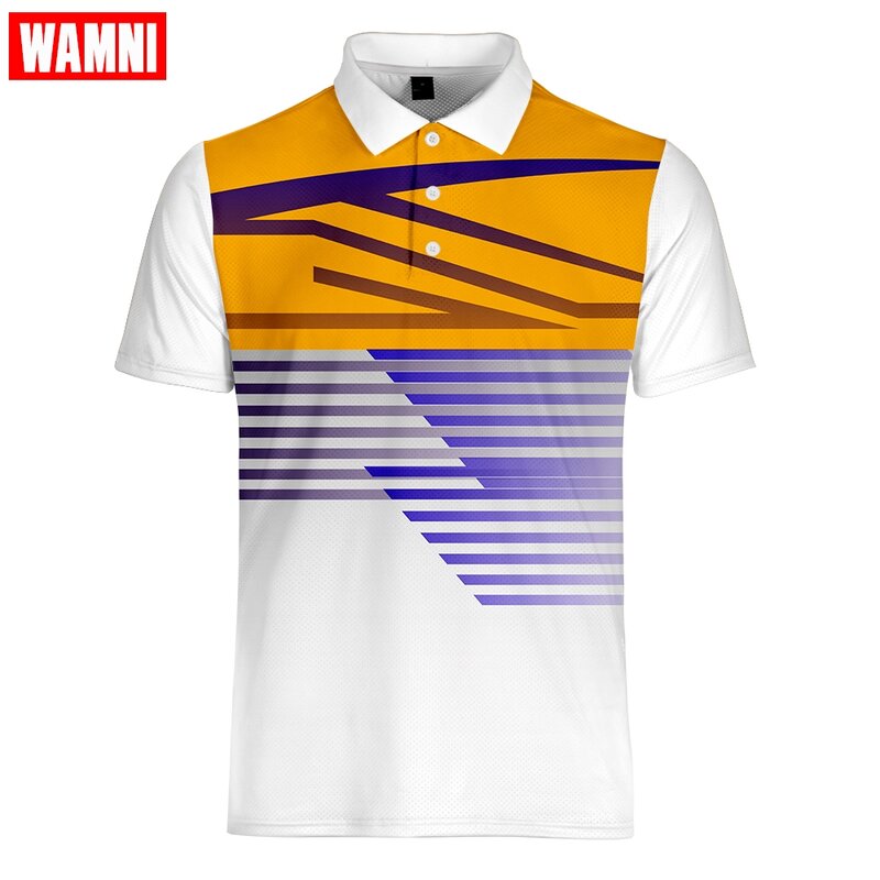 WAMNI Men  Shirt 2019 Business Casual Turn-down Collar Breathable Striped Gradient Short Sleeve Loose  Shirt Sport Work