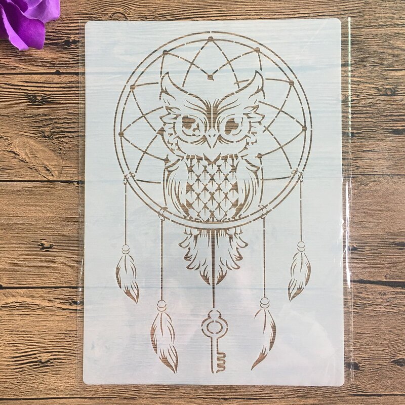 A4 29 * 21cm owl Mandala DIY Stencils Wall Painting Scrapbook Coloring Embossing Album Decorative Paper Card Template
