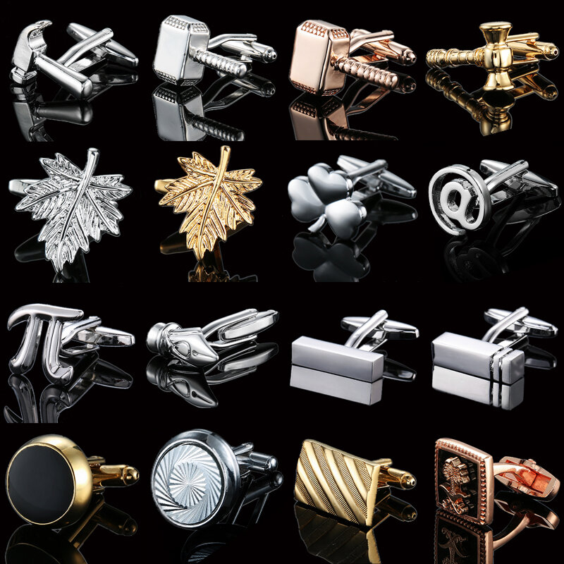 Hoge Kwaliteit Franse Overhemd Manchetknopen Hand Gesneden Gouden Zilveren Black Metal Knoppen Mannen Business Bruiloft Accessoires Sieraden