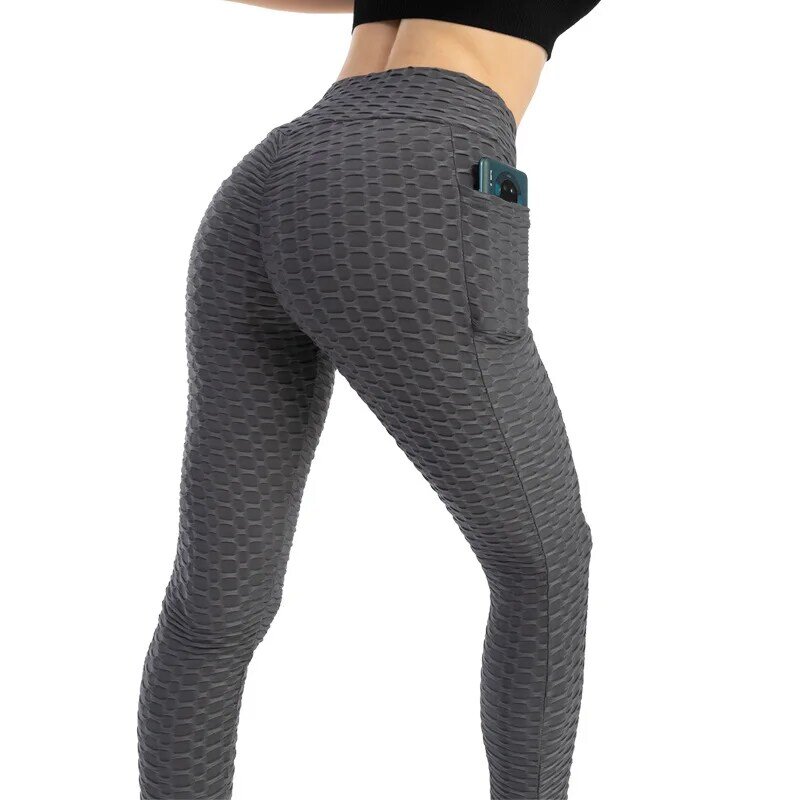 ใหม่ Anti-Cellulite กระเป๋ากางเกงขายาวผู้หญิงออกกำลังกายสูงเอว Push Up Legging วิ่งออกกำลังกายฟิตเนส Jeggings กางเกงเสื้อผ้าผู้หญิง