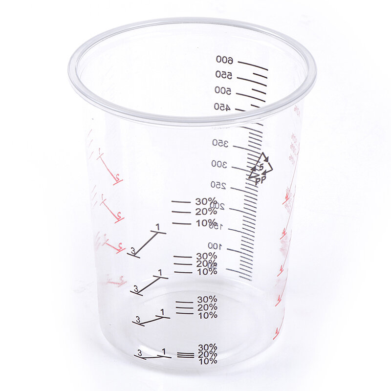 10 Pcs Transparant Plastic Verf Mengen Cups Voor Nauwkeurige Mengen Van Verf En Vloeistoffen 600 Ml School Laboratorium Cups