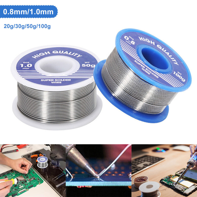20g/30g/50g/100g Welding Solder Wire High Purity Low Fusion Spot 0.8mm 1.0mm 2%  Rosin Soldering Wire Roll No-clean Tin