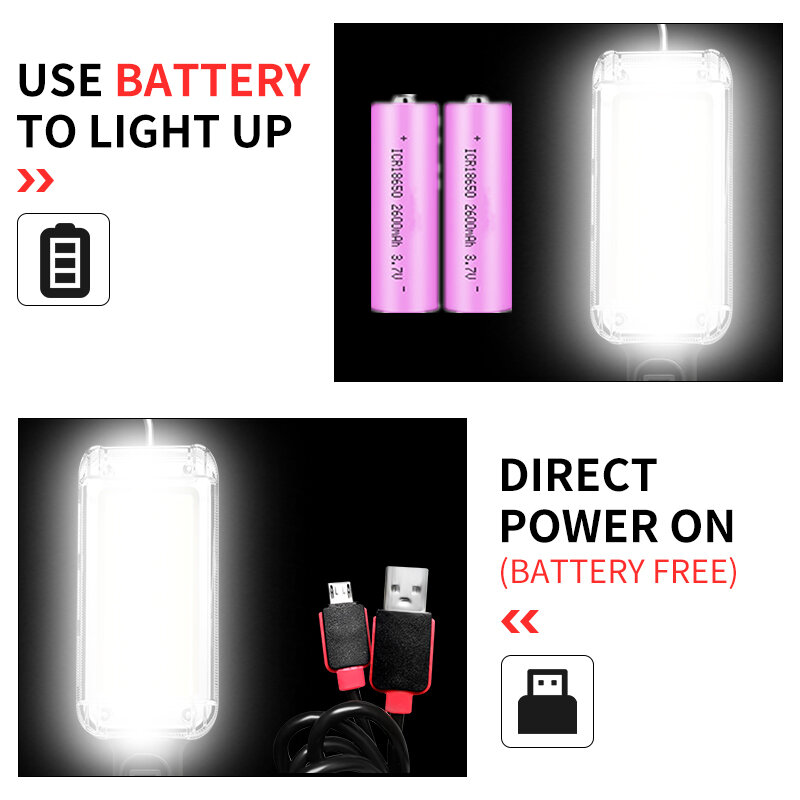 LED Work Light potente lanterna portatile gancio magnete lampada da campeggio COB USB ricaricabile 18650 torcia torcia impermeabile