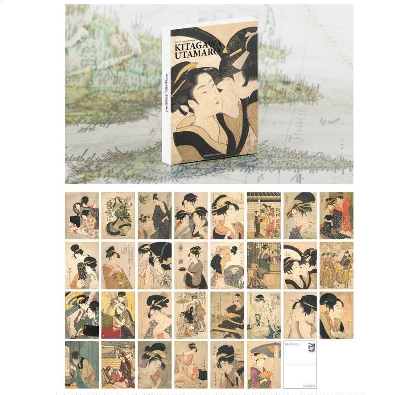 30 Pcs/Set Japanese Katagawa Utamaro Painting  Photography Postcard INS Style Greeting Cards Message Card DIY Journal Decoration