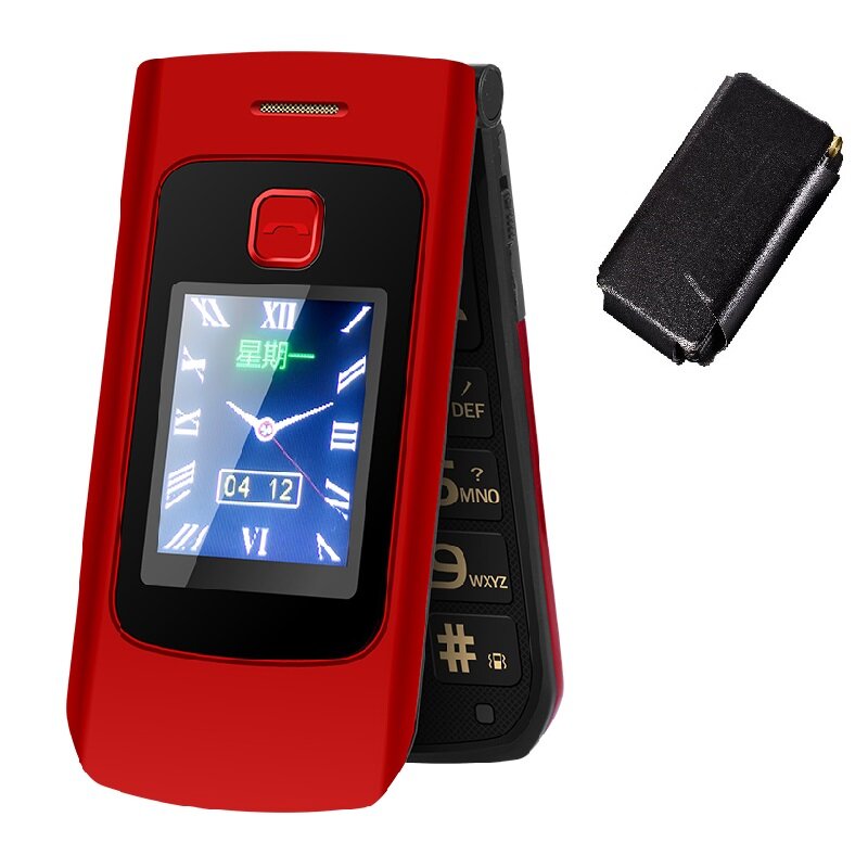 Custodia gratuita SOS Big Button Senior Cover Phone stile base facile da usare per anziani 2G GSM Dual Screen Flip cellulare torcia per fotocamera