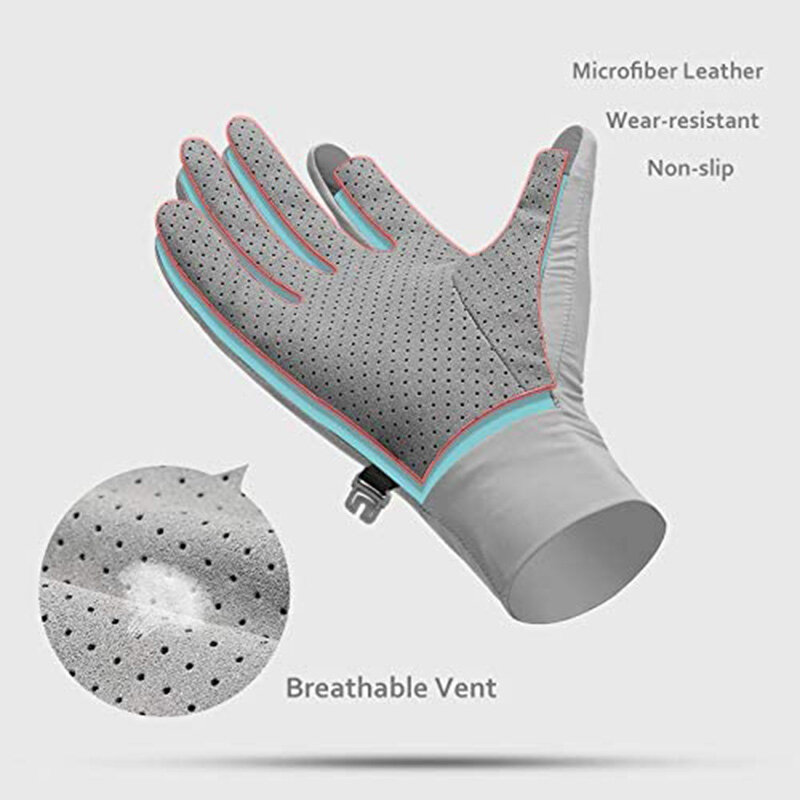Sping Summer Ice Silk Cycling Gloves Seektop UV Protection Fishing Gloves Cooling UPF50 Sun Gloves Men Women for Hiking Driving