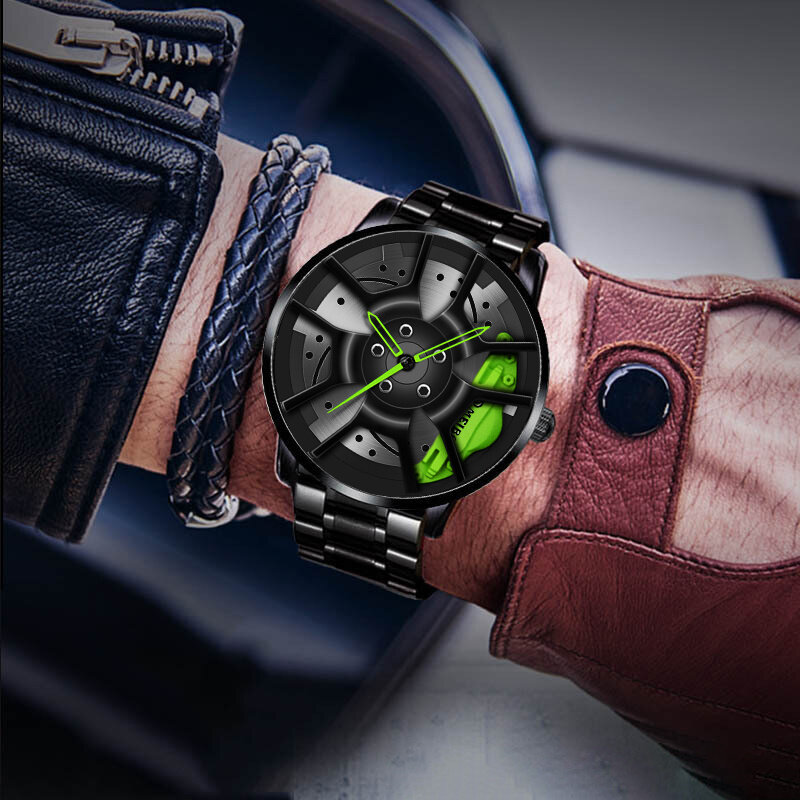 Twórczy zegarek ze stali nierdzewnej Hub Custom Design sport obręcz samochodowa zegarek sportowy zegarek męski zegarek męski zegarek na rękę