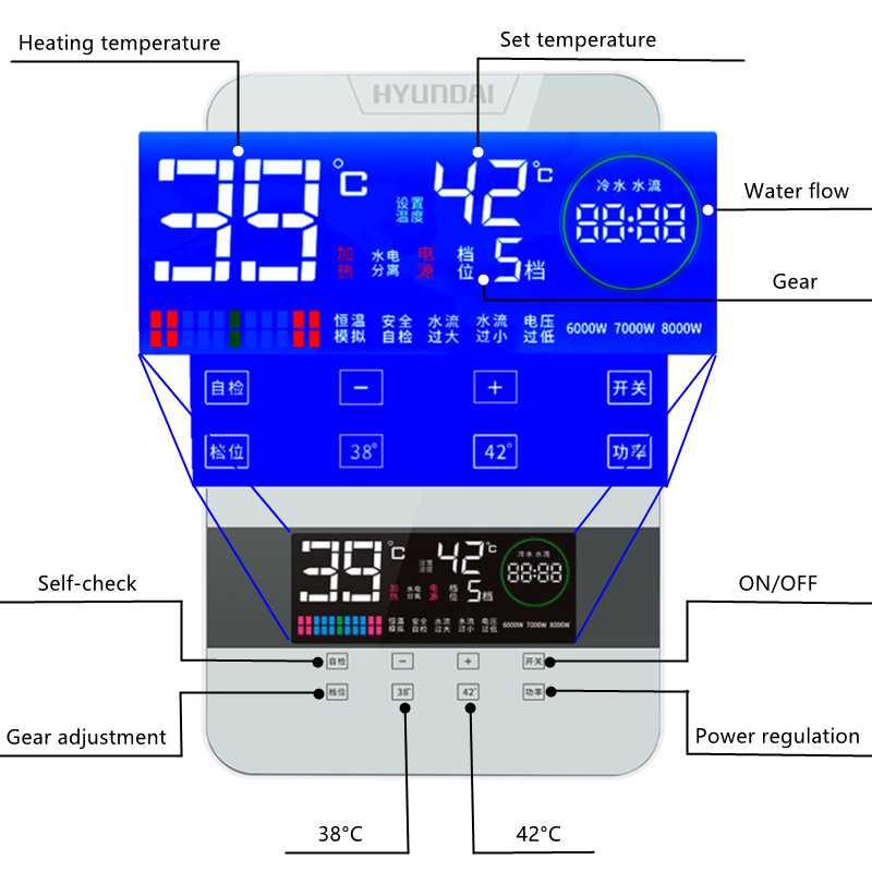 Водонагреватель HYUNDAI SL-A5-80, мгновенный нагрев, интеллектуальный, с постоянной температурой, настенный, для ванны