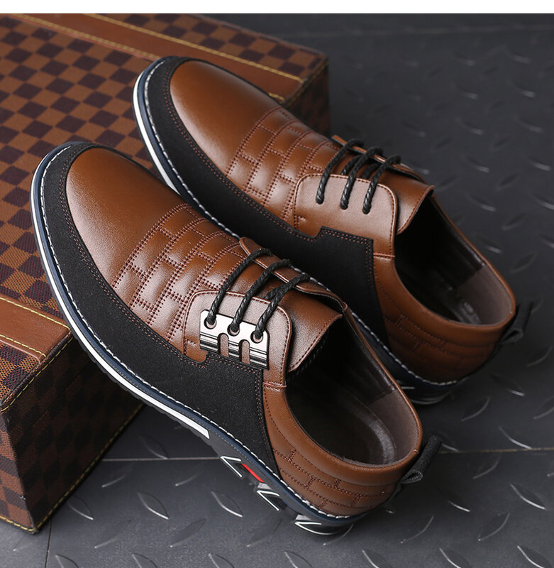 Туфли мужские из ПУ кожи, Классическая Повседневная дышащая деловая обувь, на шнуровке, черные, большие размеры