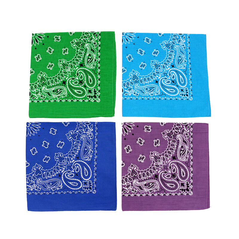 Hip-hop Men Bandana Scarf  Printed Paisley In Blue Green Purple Color Cotton Headband Handkerchiefs