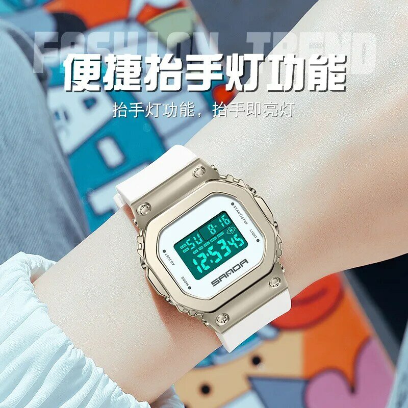 Moda luksusowe pary zegarek mała kostka wielofunkcyjne zegarki elektroniczne Trend Luminous zegarek damski i męski urodziny prezenty