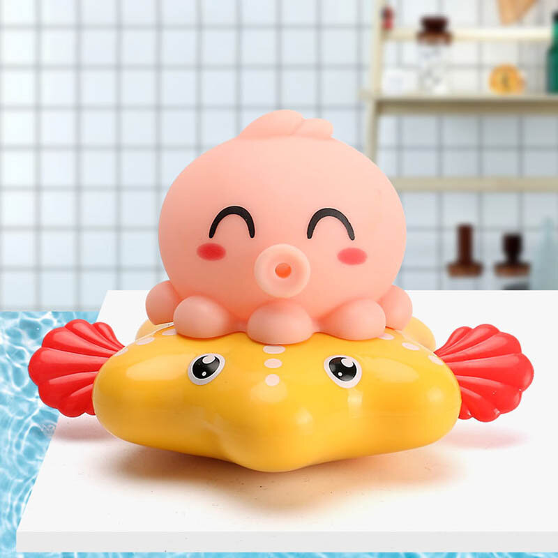 Mainan mandi bayi montesori mainan hewan lucu kartun gurita lumba-lumba mainan air bayi mainan jam rantai renang untuk anak-anak