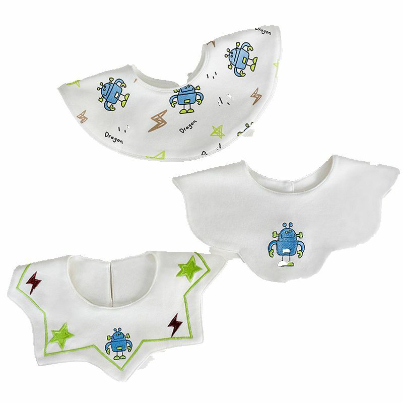 3Pcs Set Cute Cartoon Baby Bibs Cotton Thickened Waterproof Burp Cloths Children Fashion Saliva Towel Accessories Kids Clothing