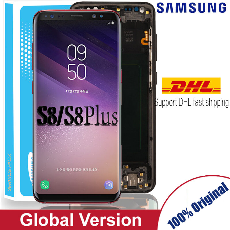 Super amoled s8 display com sombra de queimadura para samsung galaxy s8 g950 g950f lcd s8 mais g955 g955f reparação digitador da tela toque